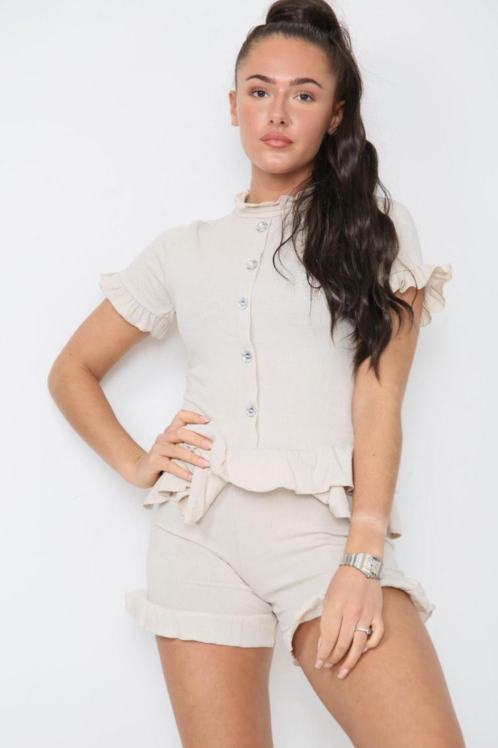 Diamond Frilled Edge Short Co-Ord Set - 9th Degree