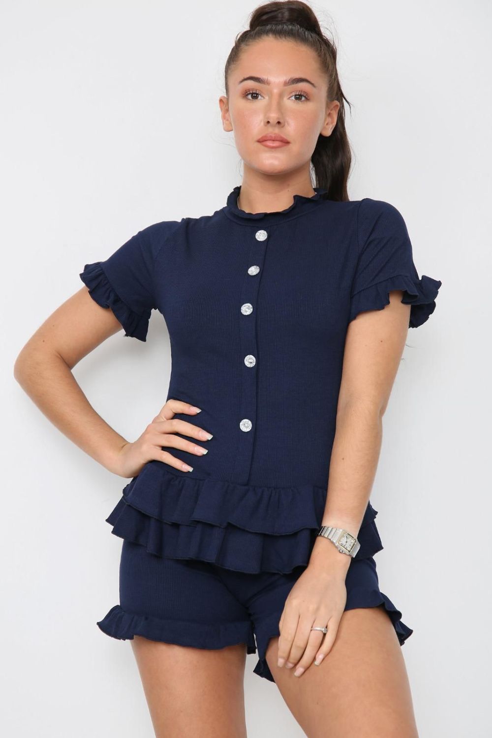 Diamond Frilled Edge Short Co-Ord Set - 9th Degree