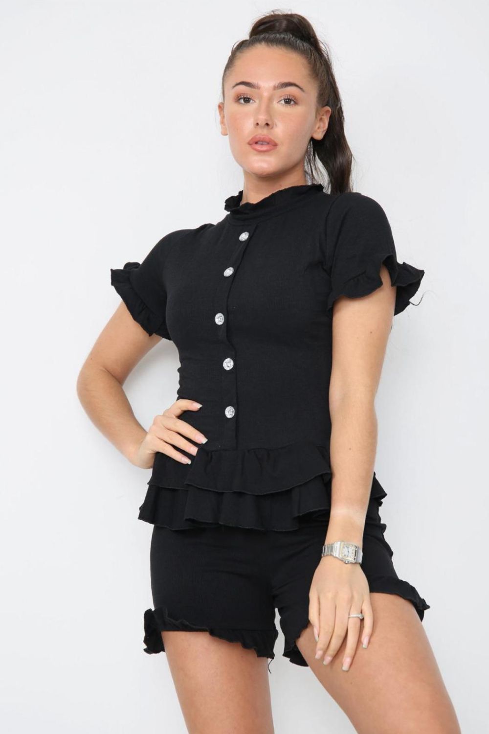 Diamond Frilled Edge Short Co-Ord Set - 9th Degree