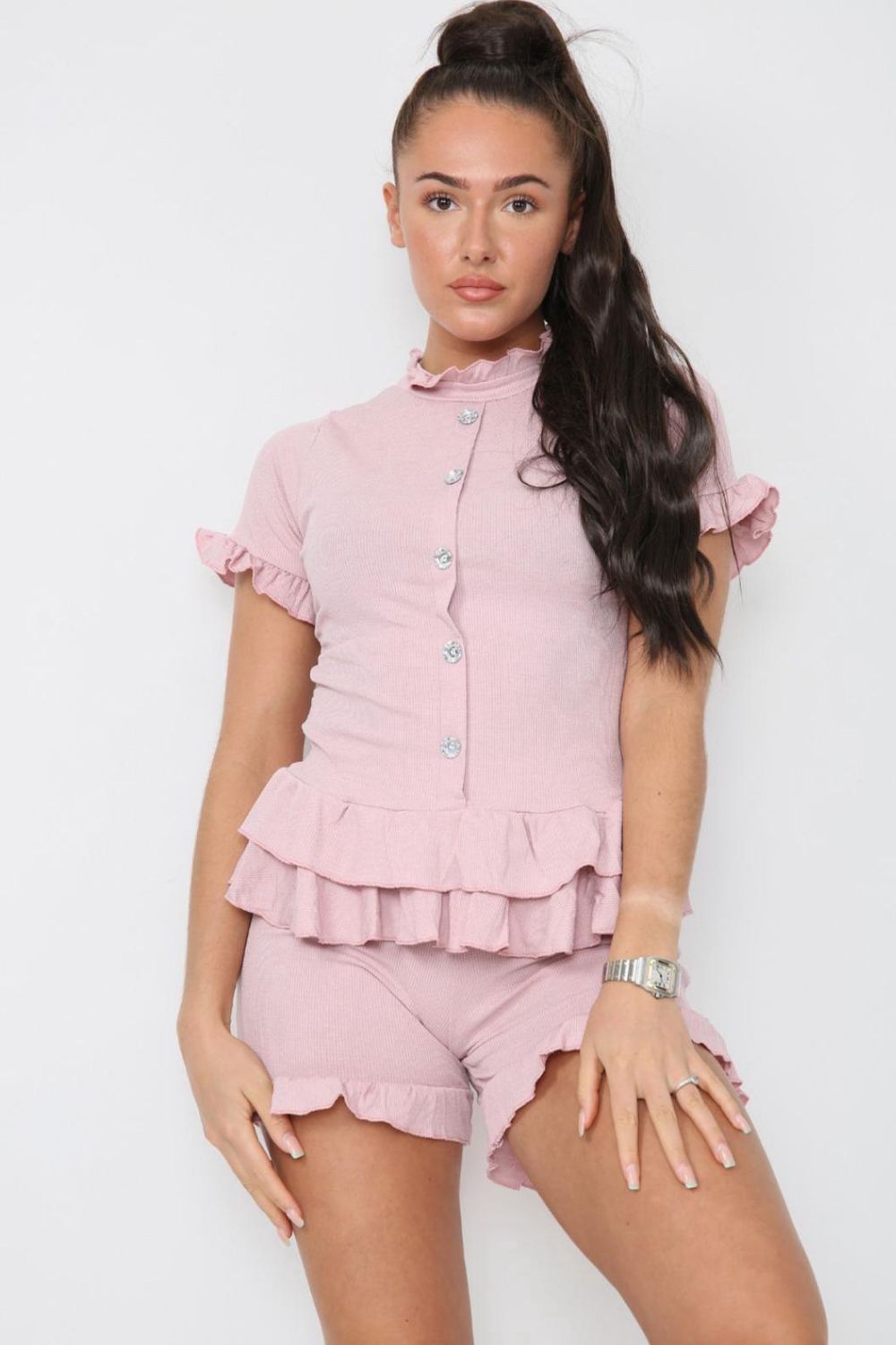 Diamond Frilled Edge Short Co-Ord Set - 9th Degree