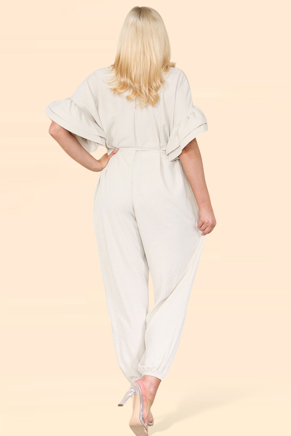 Ruffle Sleeves Frill Tie Jumpsuit - 9th Degree