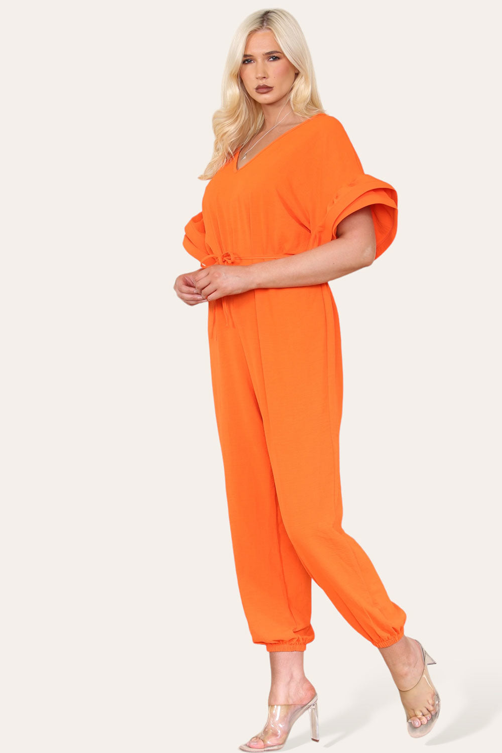 Ruffle Sleeves Frill Tie Jumpsuit - 9th Degree
