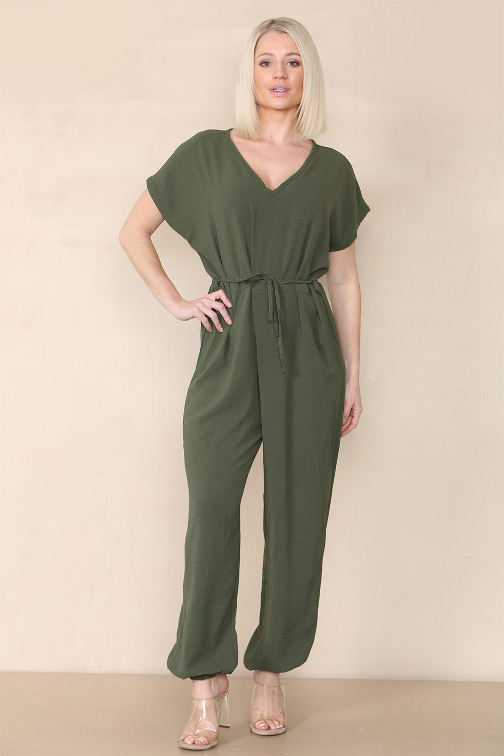 Tie Waist Stylish Harem Jumpsuit - 9th Degree