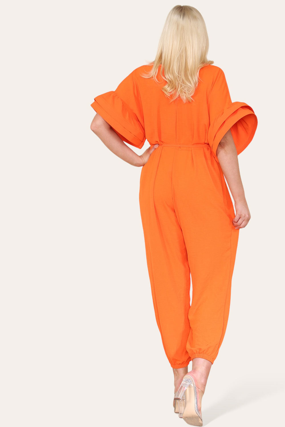 Ruffle Sleeves Frill Tie Jumpsuit - 9th Degree