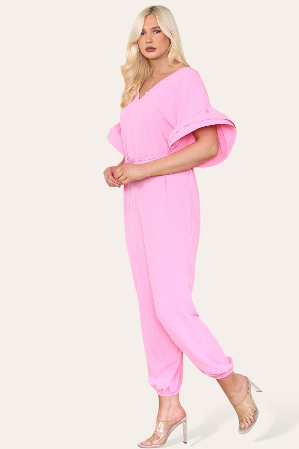 Ruffle Sleeves Frill Tie Jumpsuit - 9th Degree