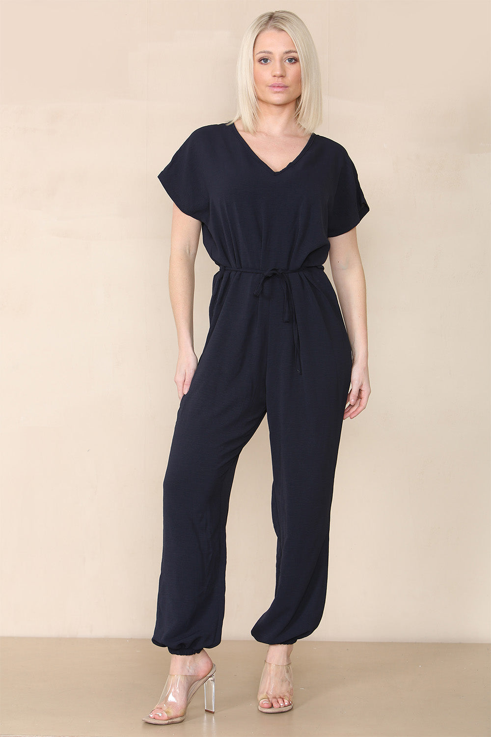 Tie Waist Stylish Harem Jumpsuit - 9th Degree