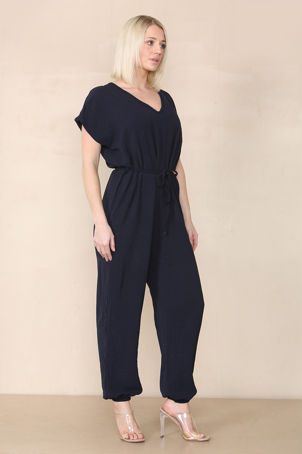 Tie Waist Stylish Harem Jumpsuit - 9th Degree