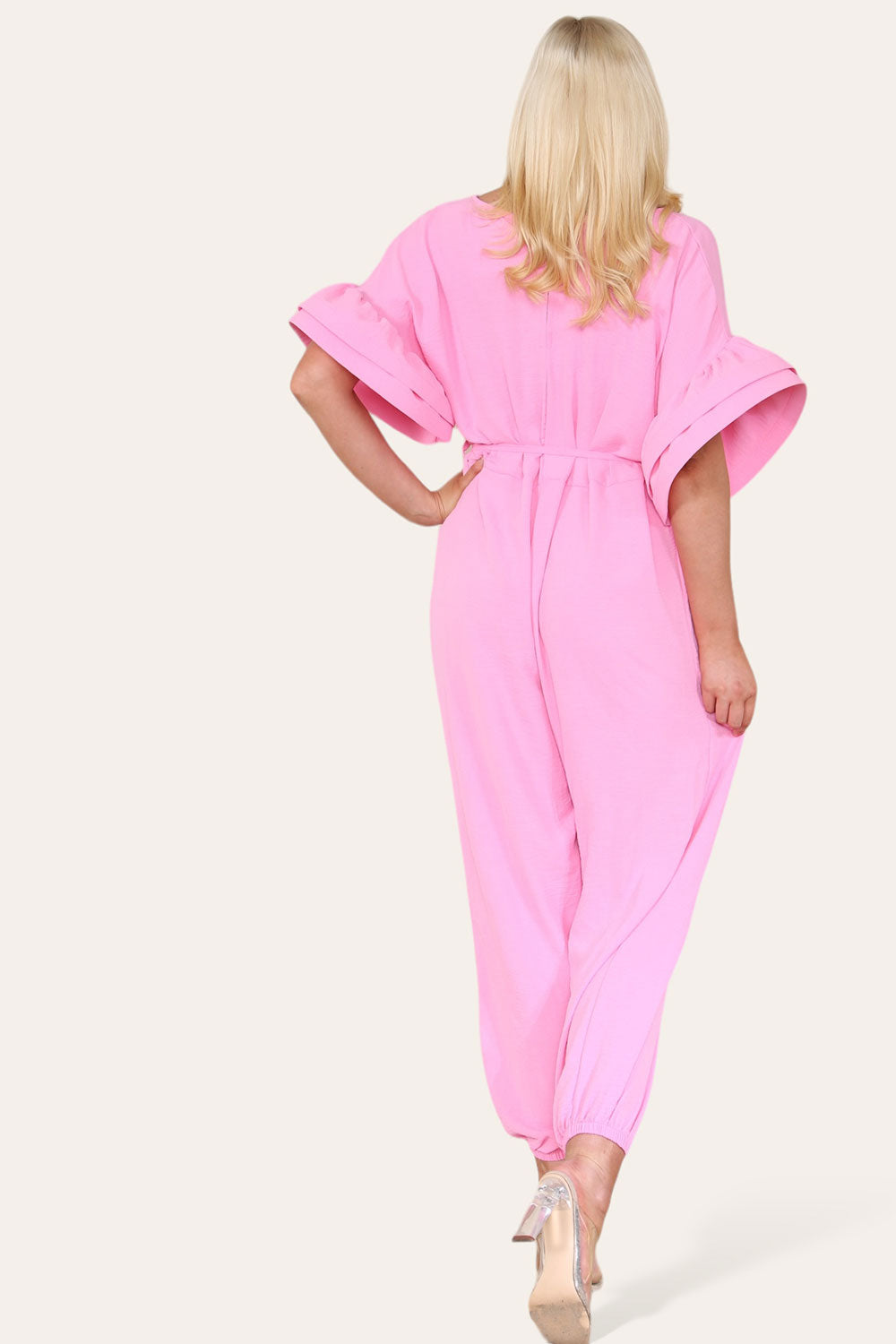 Ruffle Sleeves Frill Tie Jumpsuit - 9th Degree