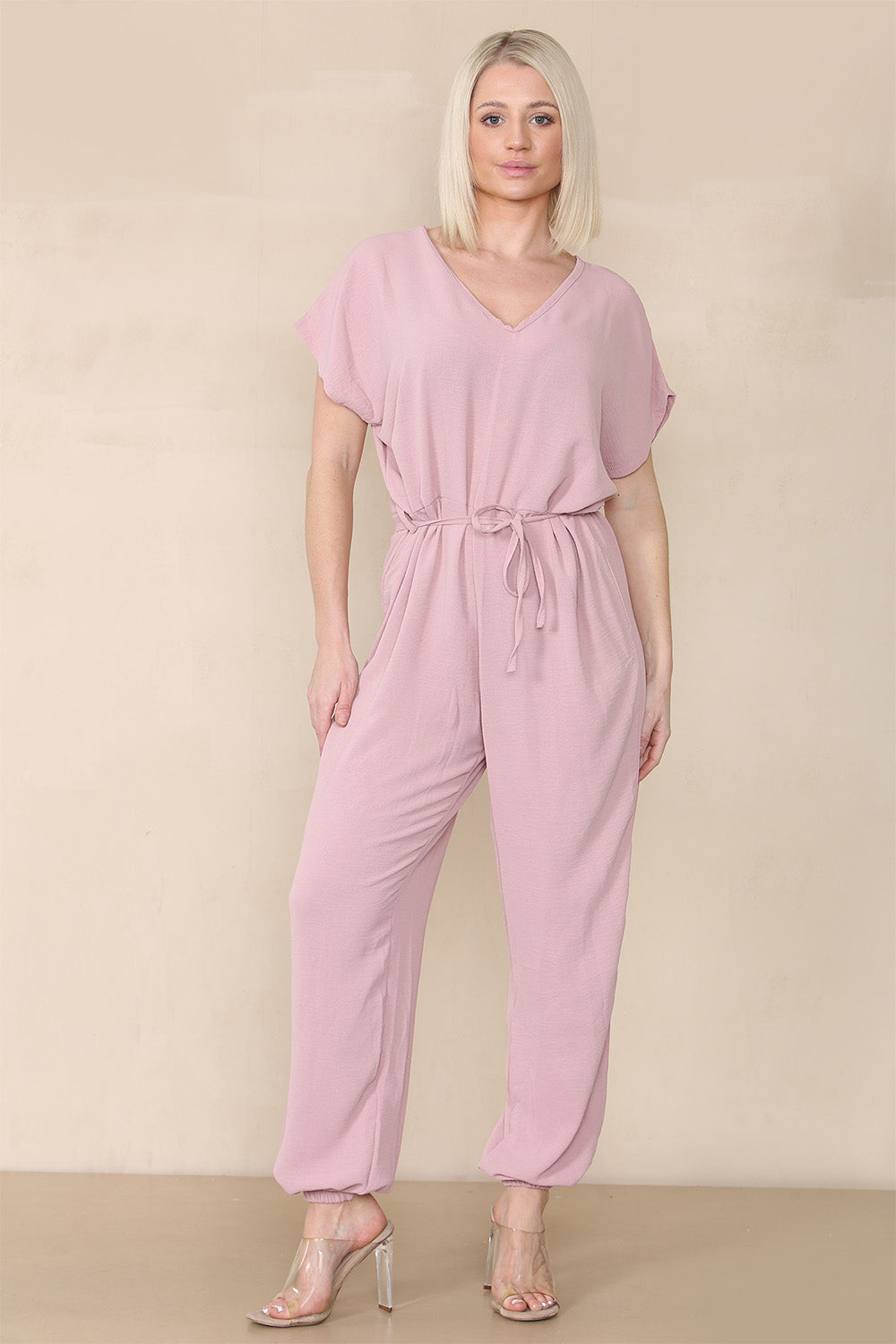 Tie Waist Stylish Harem Jumpsuit - 9th Degree