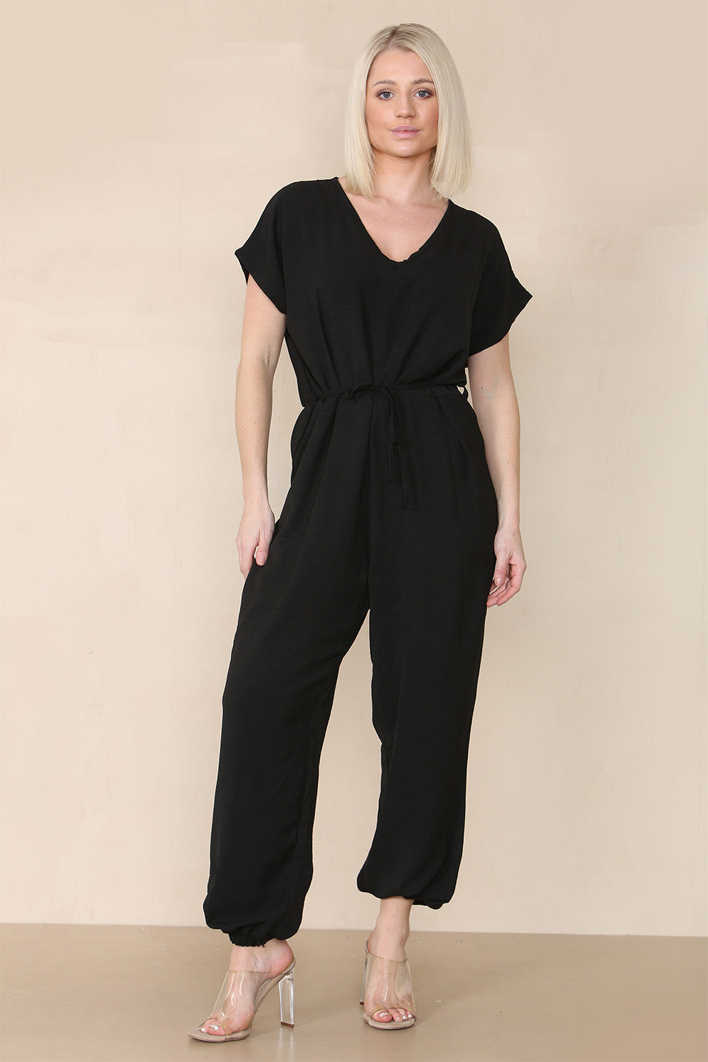 Tie Waist Stylish Harem Jumpsuit - 9th Degree