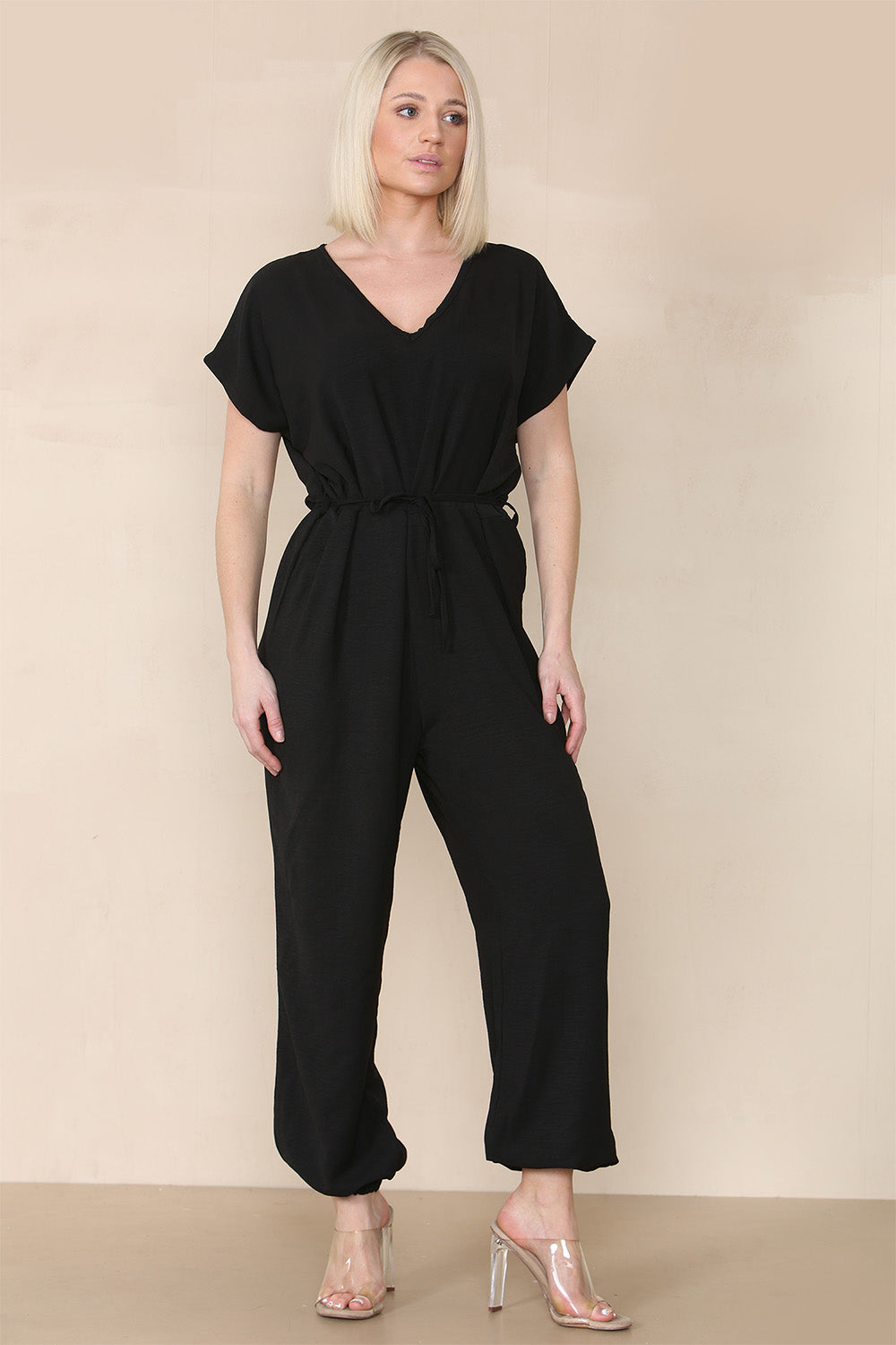 Tie Waist Stylish Harem Jumpsuit - 9th Degree