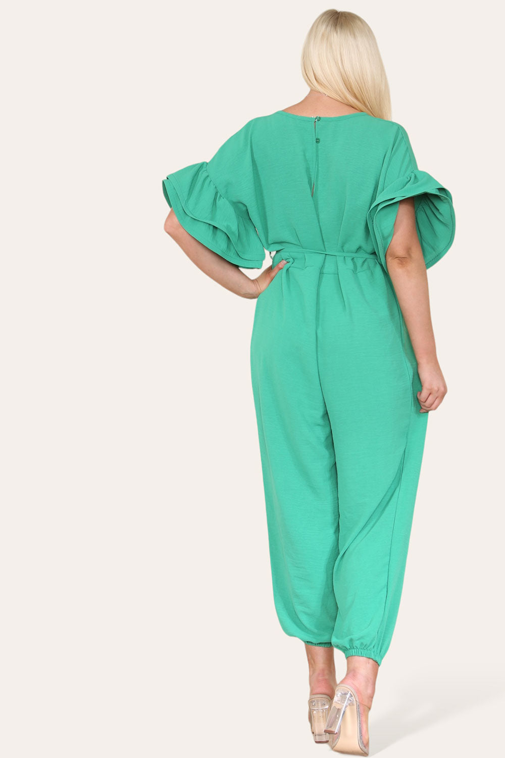 Ruffle Sleeves Frill Tie Jumpsuit - 9th Degree