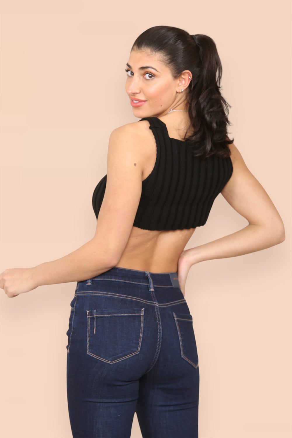 Asymmetric Imogen Hem Knitted Vest Crop Top - 9th Degree