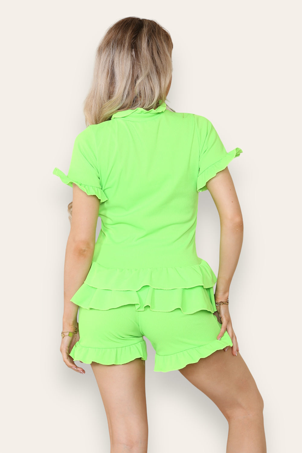 Diamond Frilled Edge Short Co-Ord Set - 9th Degree