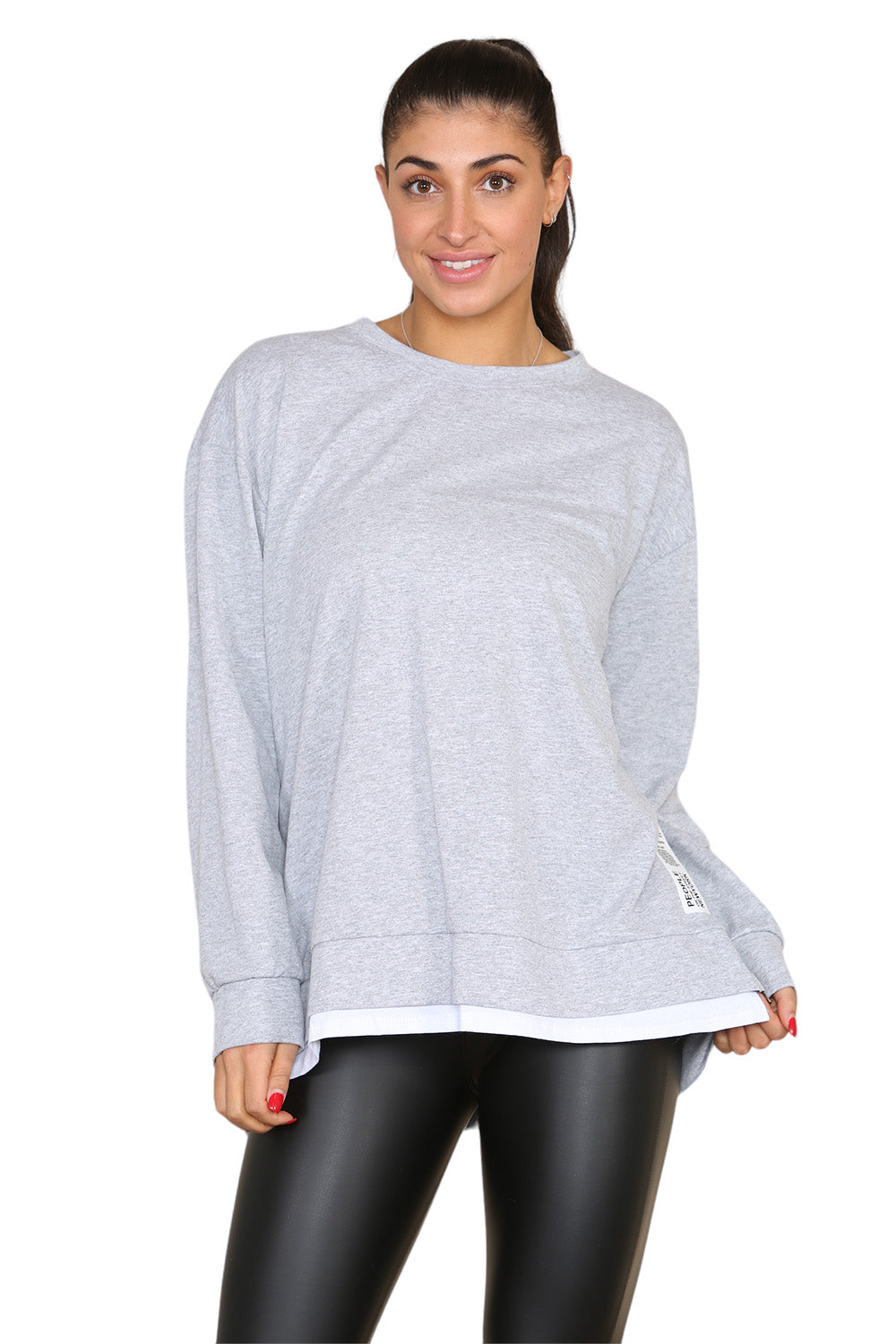 Womens Casual Wear Side Zip Top Full Sleeves Gray - 9th Degree