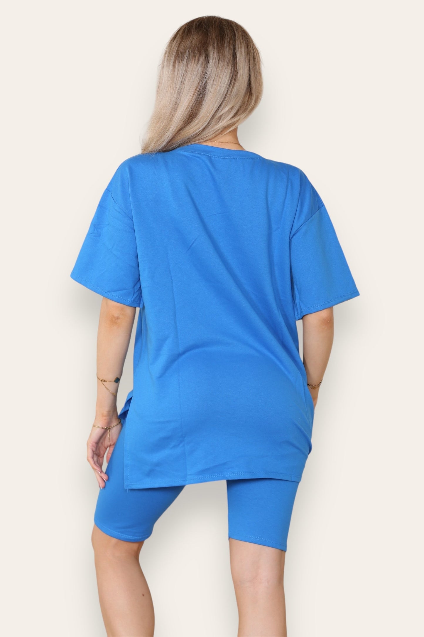 Amour Side Slit Cycling Short and T-Shirts Co-Ord Two Piece Set with Front Amour Slogan - 9th Degree
