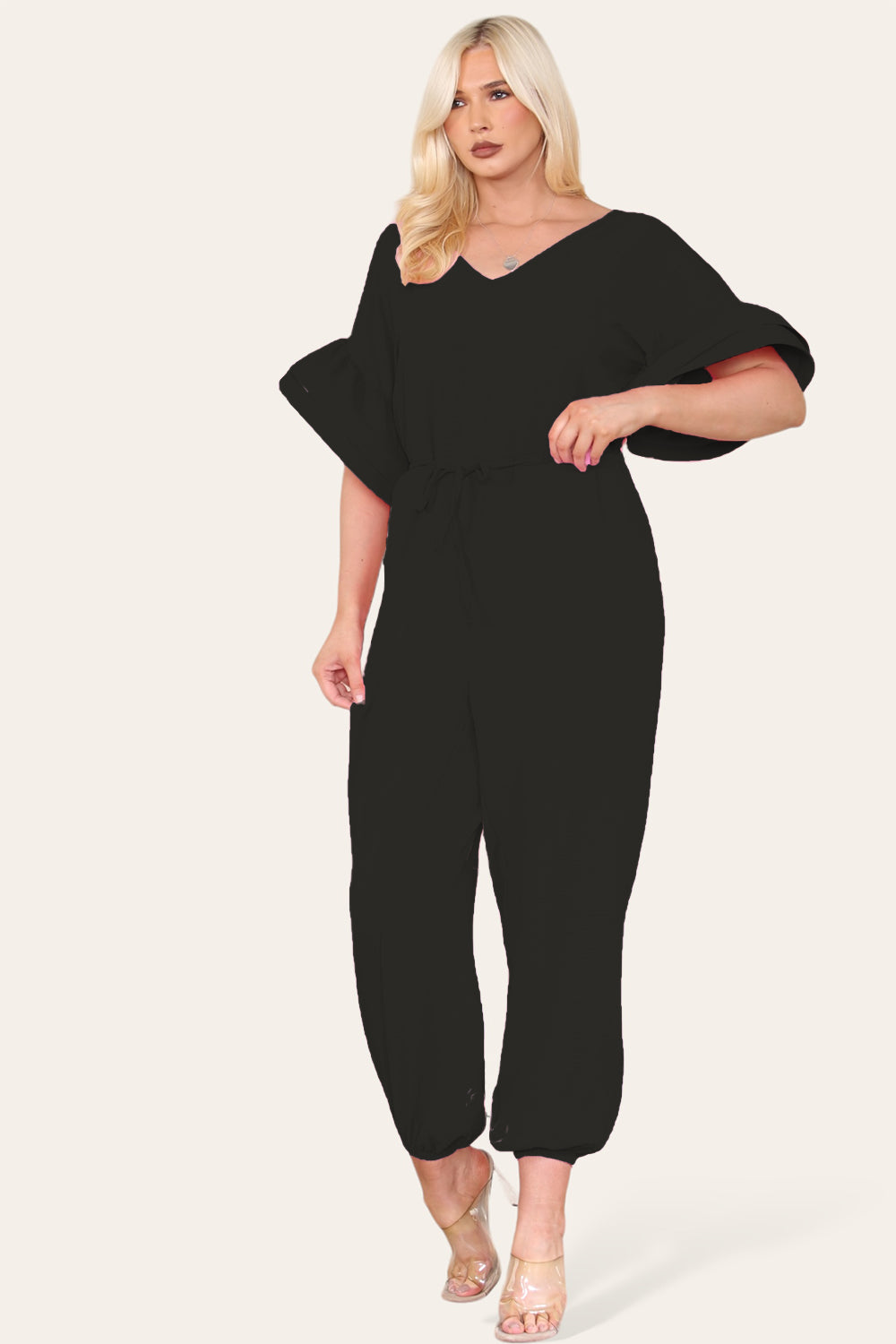 Ruffle Sleeves Frill Tie Jumpsuit - 9th Degree