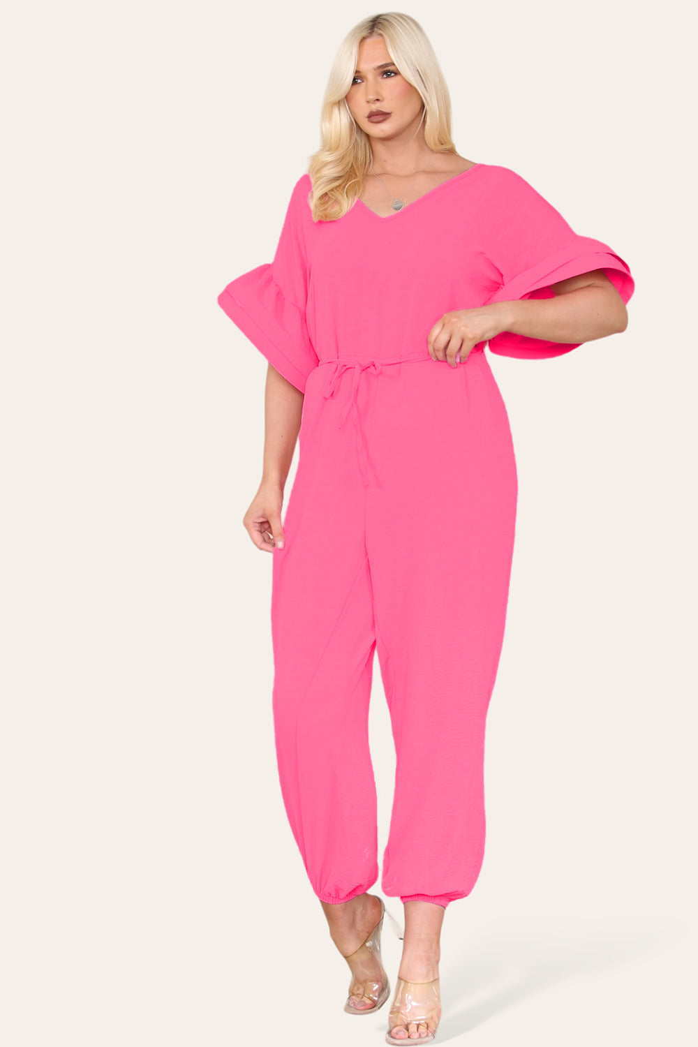 Ruffle Sleeves Frill Tie Jumpsuit - 9th Degree