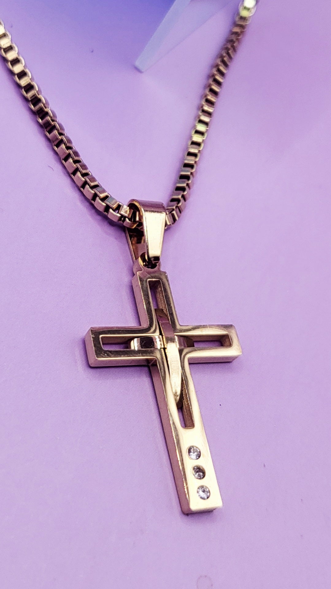 Crystal Gem Set Cross Necklace