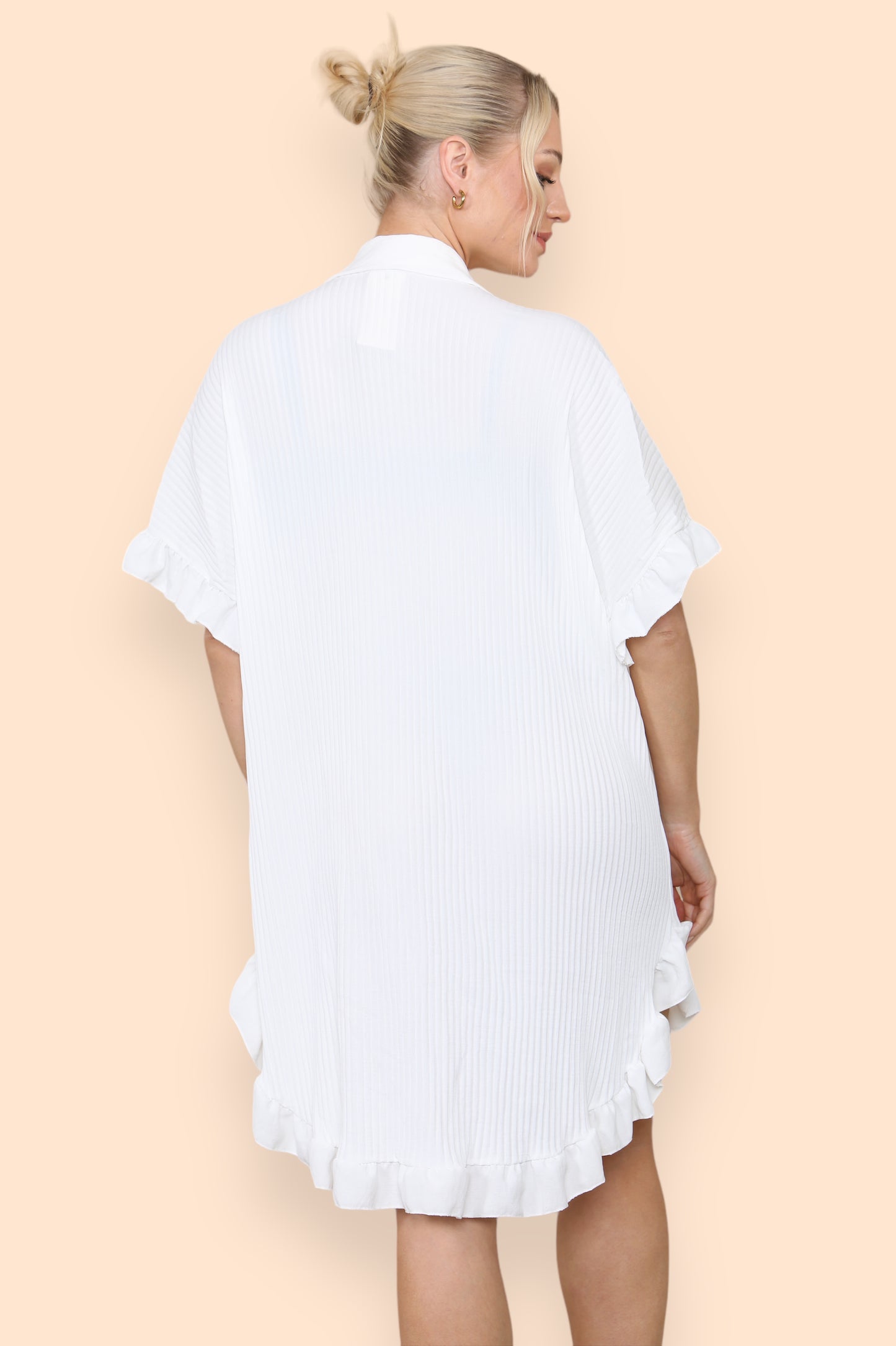 Over Sized Italian Gold Button Pleated Frill Ruffle TikTok Dress Top - 9th Degree