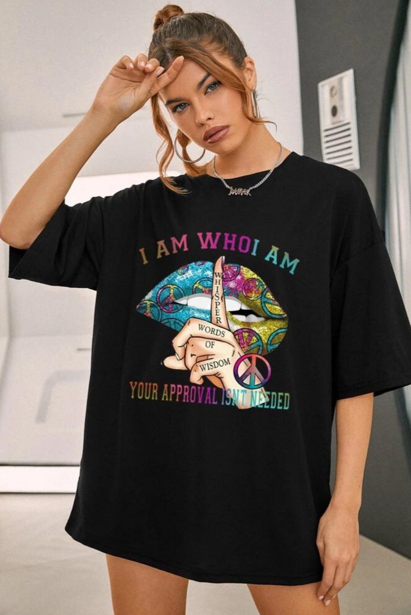 Ladies Oversized Whishper Words of Wisdom Short Sleeves T Shirt Top