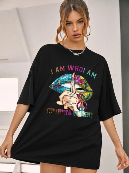 Ladies Oversized Whishper Words of Wisdom Short Sleeves T Shirt Top