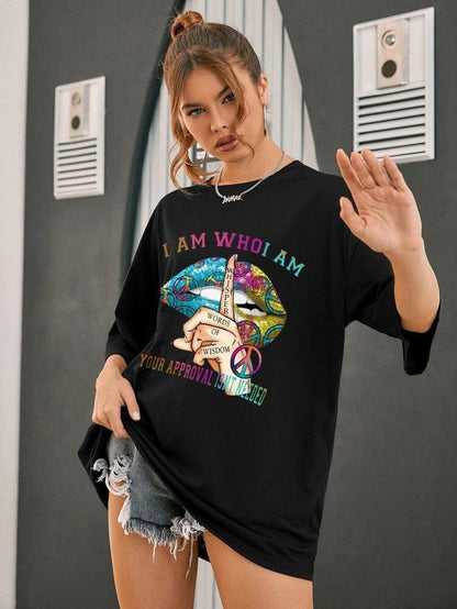 Ladies Oversized Whishper Words of Wisdom Short Sleeves T Shirt Top