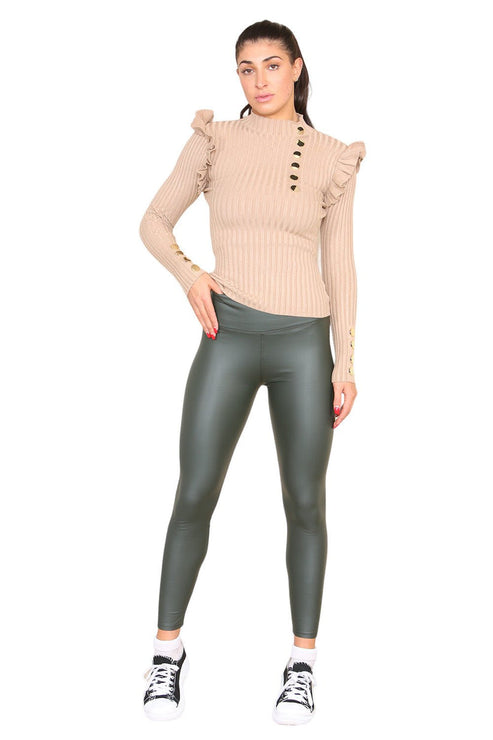 PU Fleece Line High Waisted Wet Look Faux Leather Legging