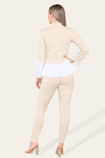 Ribbed Lounge Wear Flared Shirt and Leggings Co-Ord Set