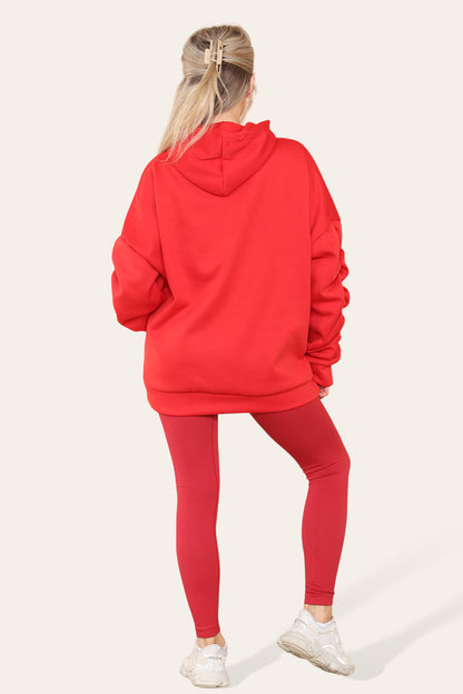 Oversized Ruched Sleeves Hoodie With Satin Ribbon - 9th Degree