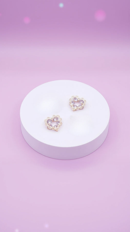 Heart Cluster Crystal Stud Earrings